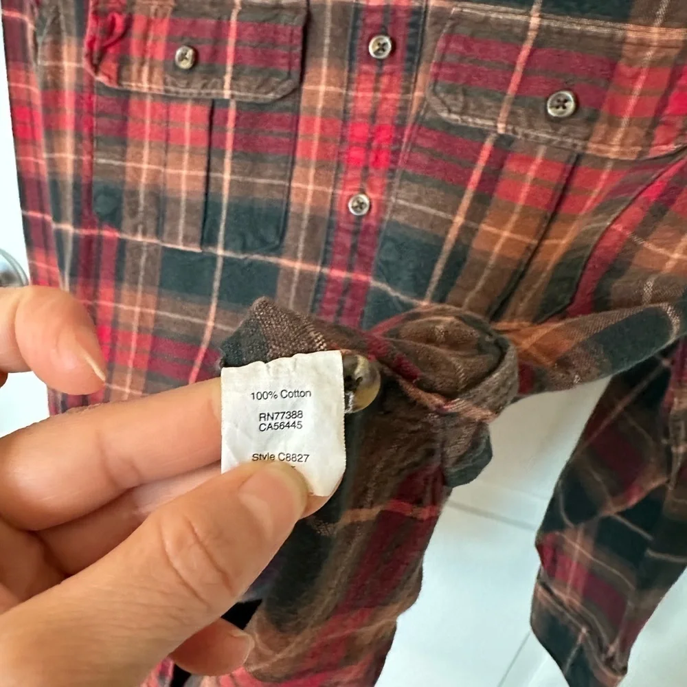 J. Crew Red and Black Casual Button Down Shirt